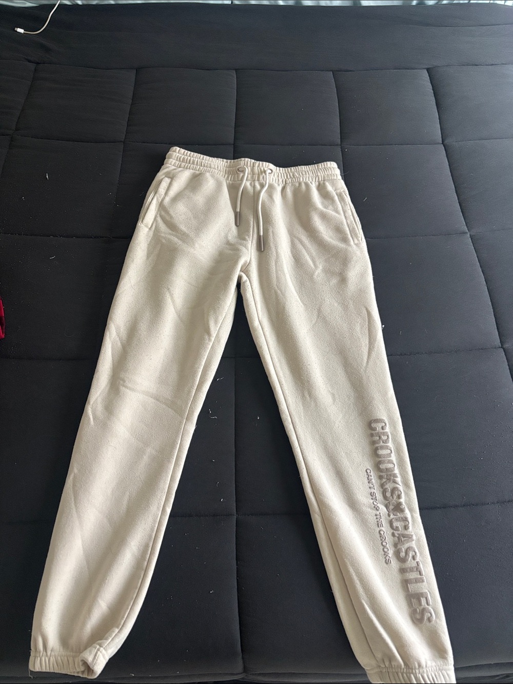 Crooks & Castles Beige Men's Joggers with Side Logo
